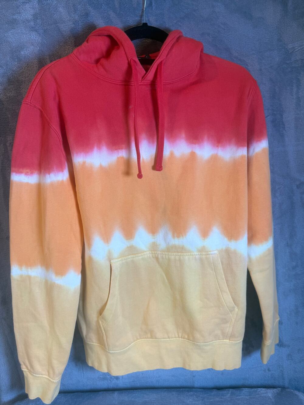 French Connection Women’s S Tie Dye Ombre Hoodie Red Orange Yellow Pullover